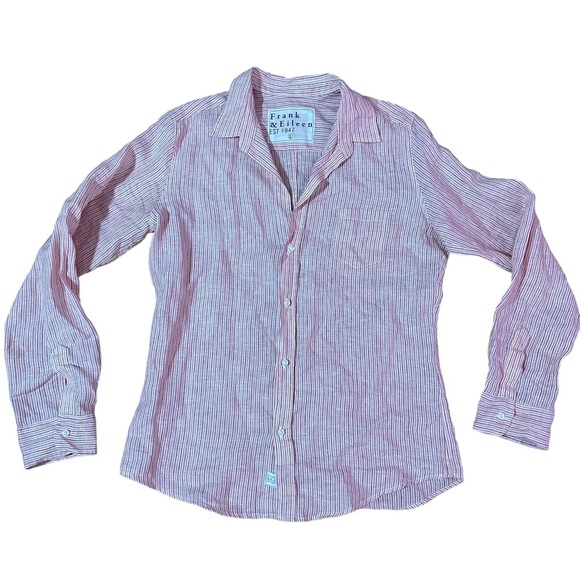 Frank & Eileen Striped Linen Button Down Size L - Picture 1 of 4